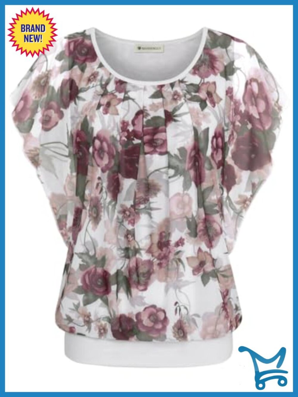 Womens Summer Flutter Sleeve Pleated Mesh Blouse Dressy Casual Top